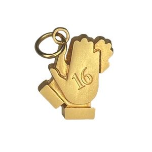 Vintage Clapping Hands Numbered 16 Engraved Small Pendant/Charm Gold Toned